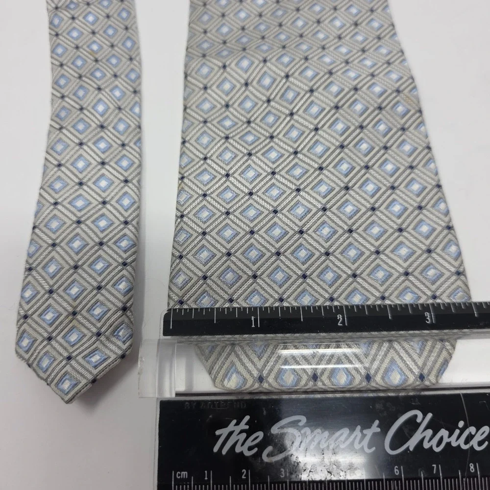 Bugatti Tie Men's Gray Blue Geometric 100% Silk Classic‎